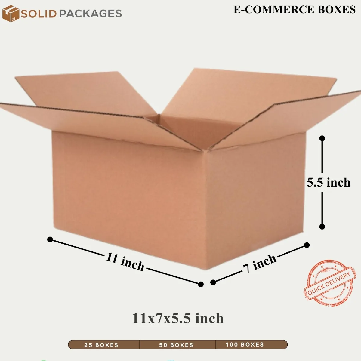 Best-Selling E-commerce Boxes – Pack of 50 (4 Sizes)