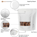 White Stand-Up Zipper Pouches – 12×20 to 20×30 cm