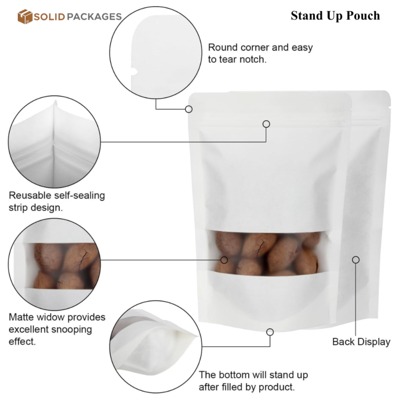 White Stand-Up Zipper Pouches – 12×20 to 20×30 cm